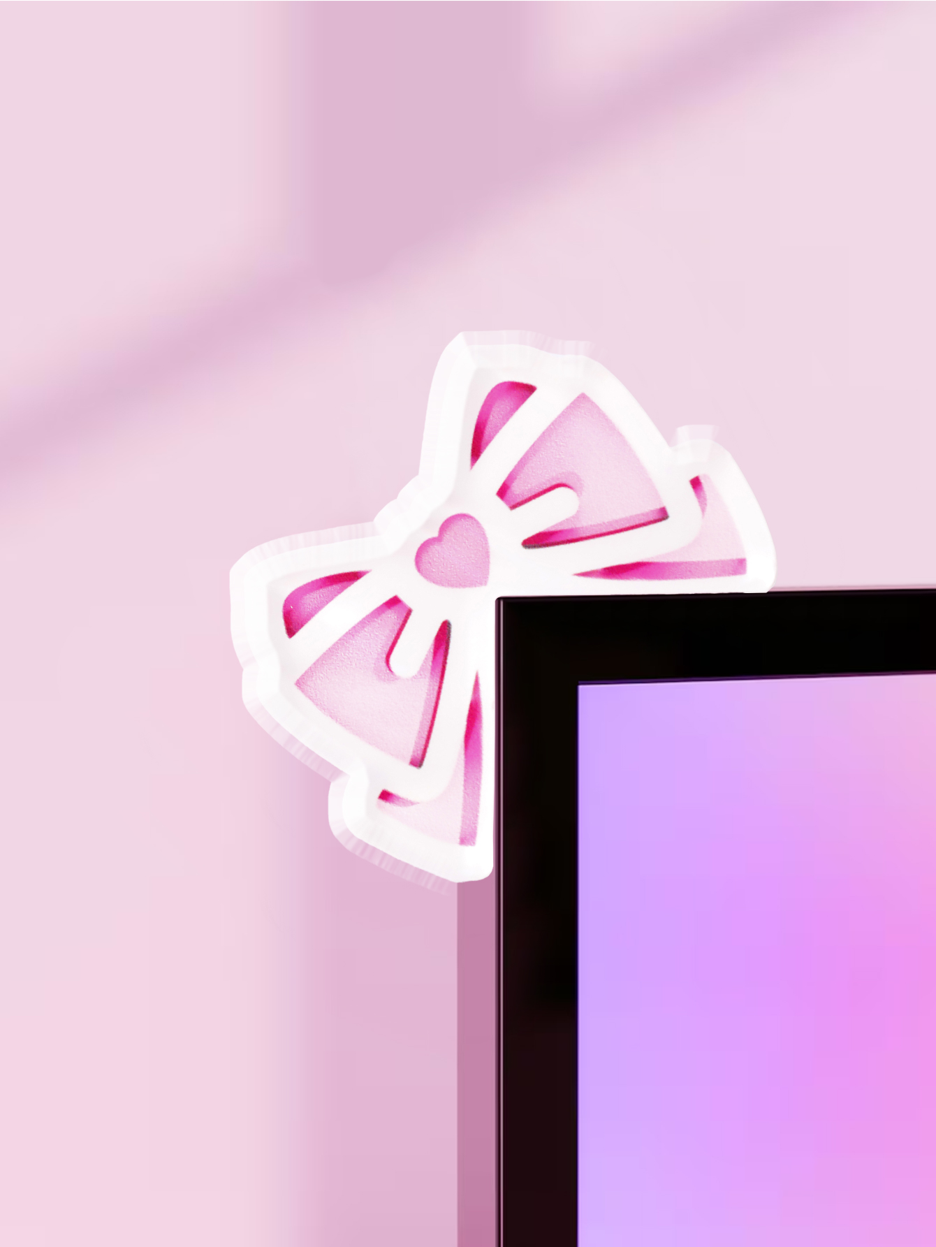 Pc Gaming Setup - Kawaii Bow Monitor Décor Rose Acrylique