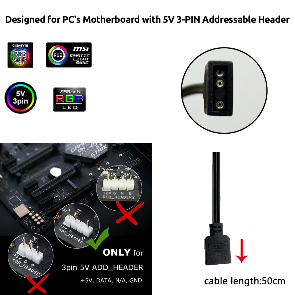 Connecteur 3 broches ARGB 5V p - No Rgb Gaming Pc avis et prix